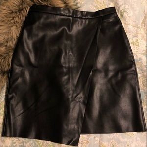 Sexy Black Asymmetrical Faux Leather Skirt